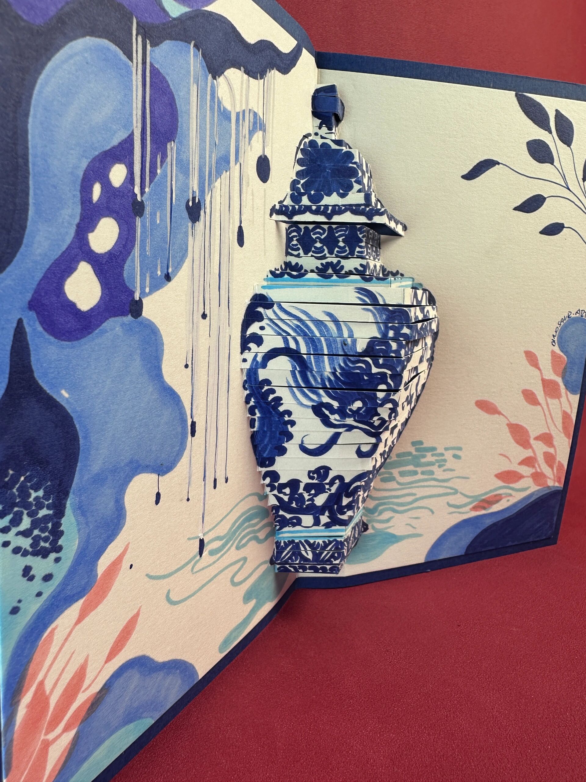 少儿创意美术《立体青花瓷》 有趣的立体书课程