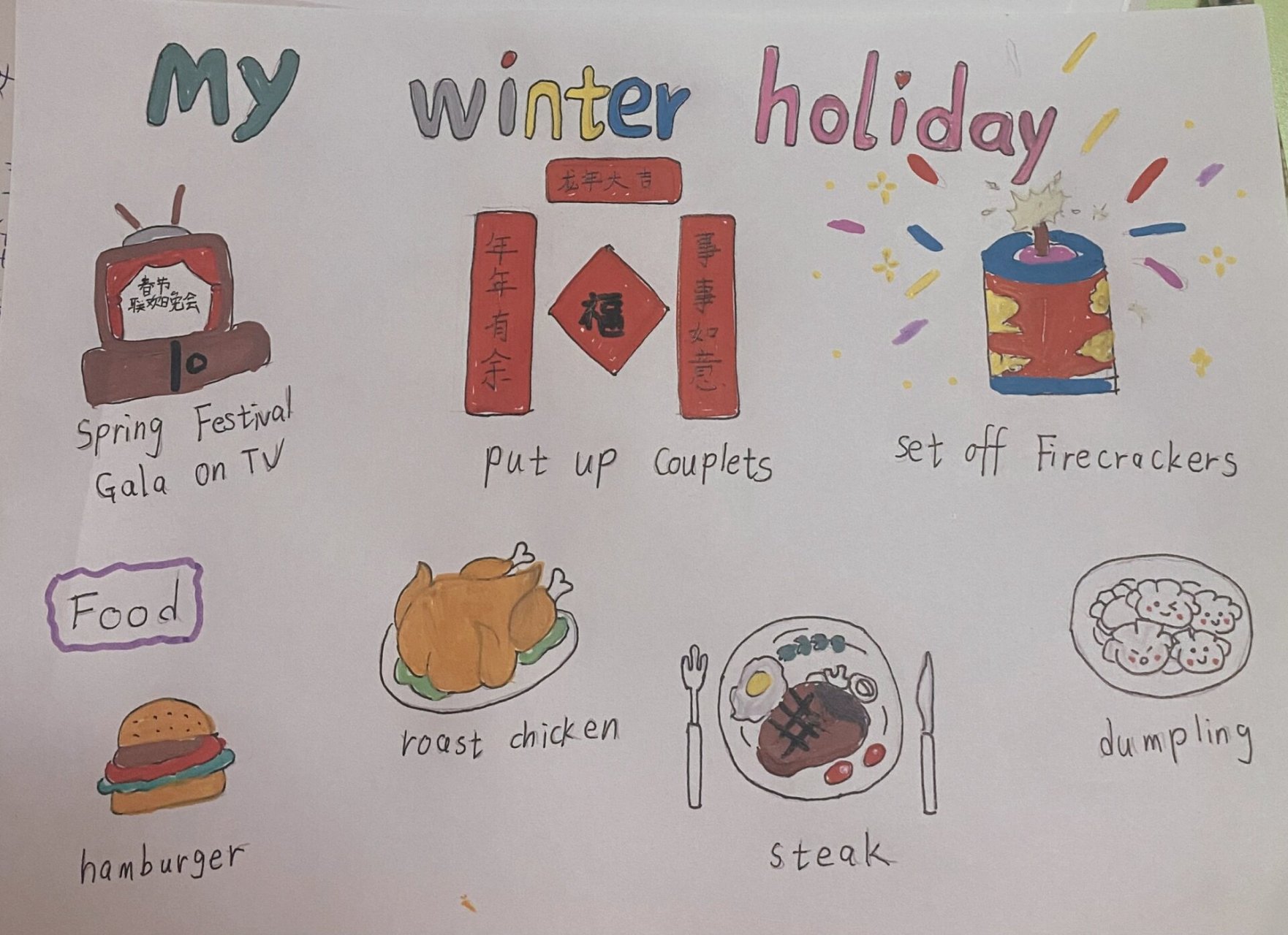 my winter holiday手抄报
