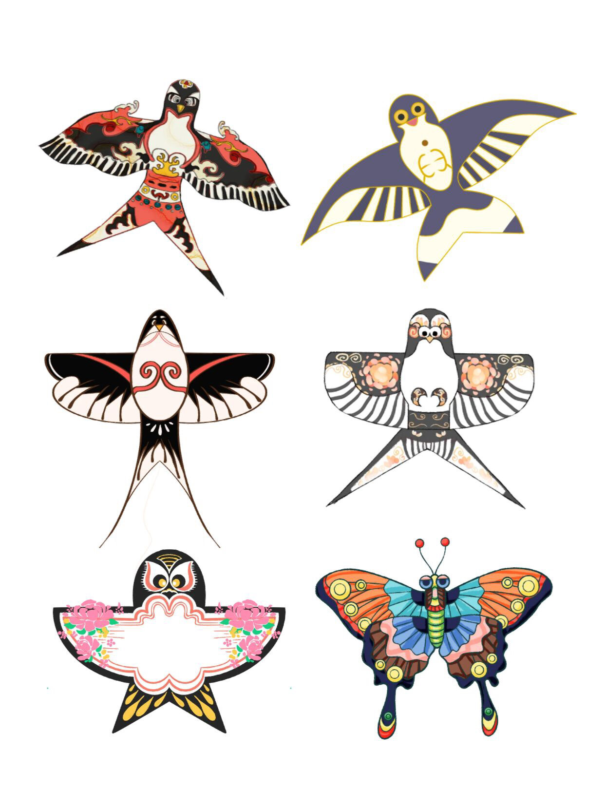 国风古风古风纸鸢09风筝插画素材|免抠素材