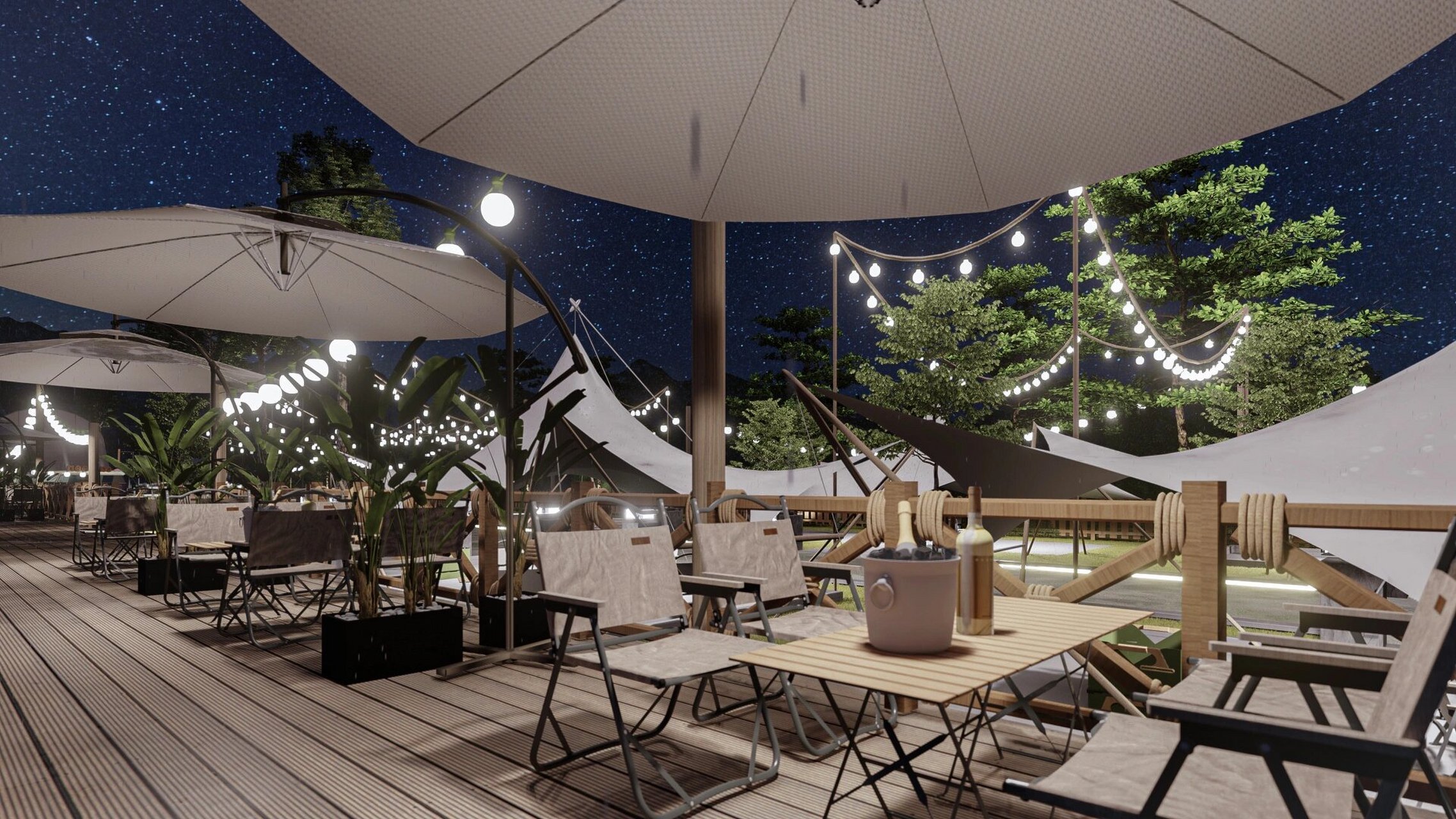 lumion夜晚露营基地效果图制作|氛围感拉满 从甲方提供的一张cad到