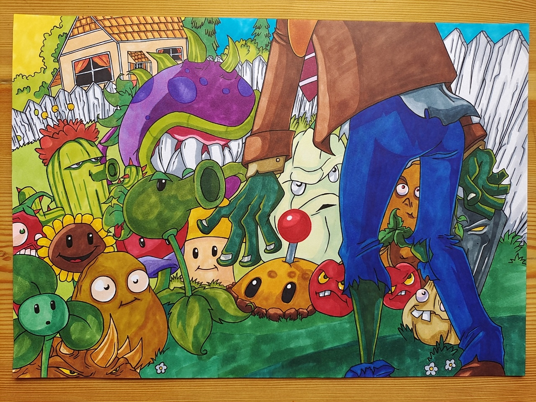 植物大战僵尸手绘(附原图) 植物大战僵尸手绘,最后两张原图,马克笔