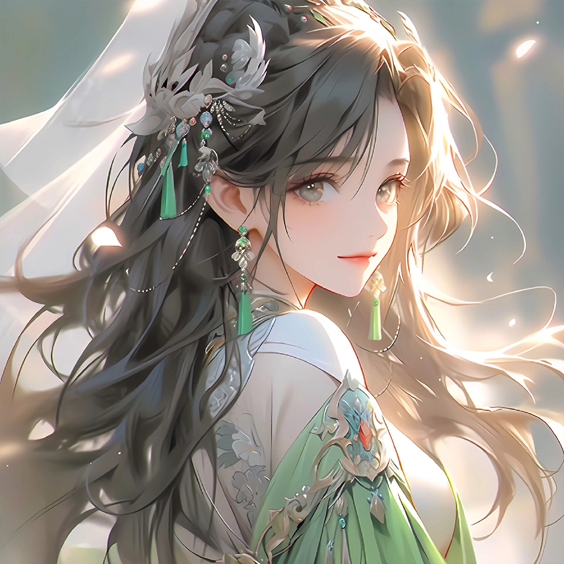 国风少女头像·古风美人绿色系