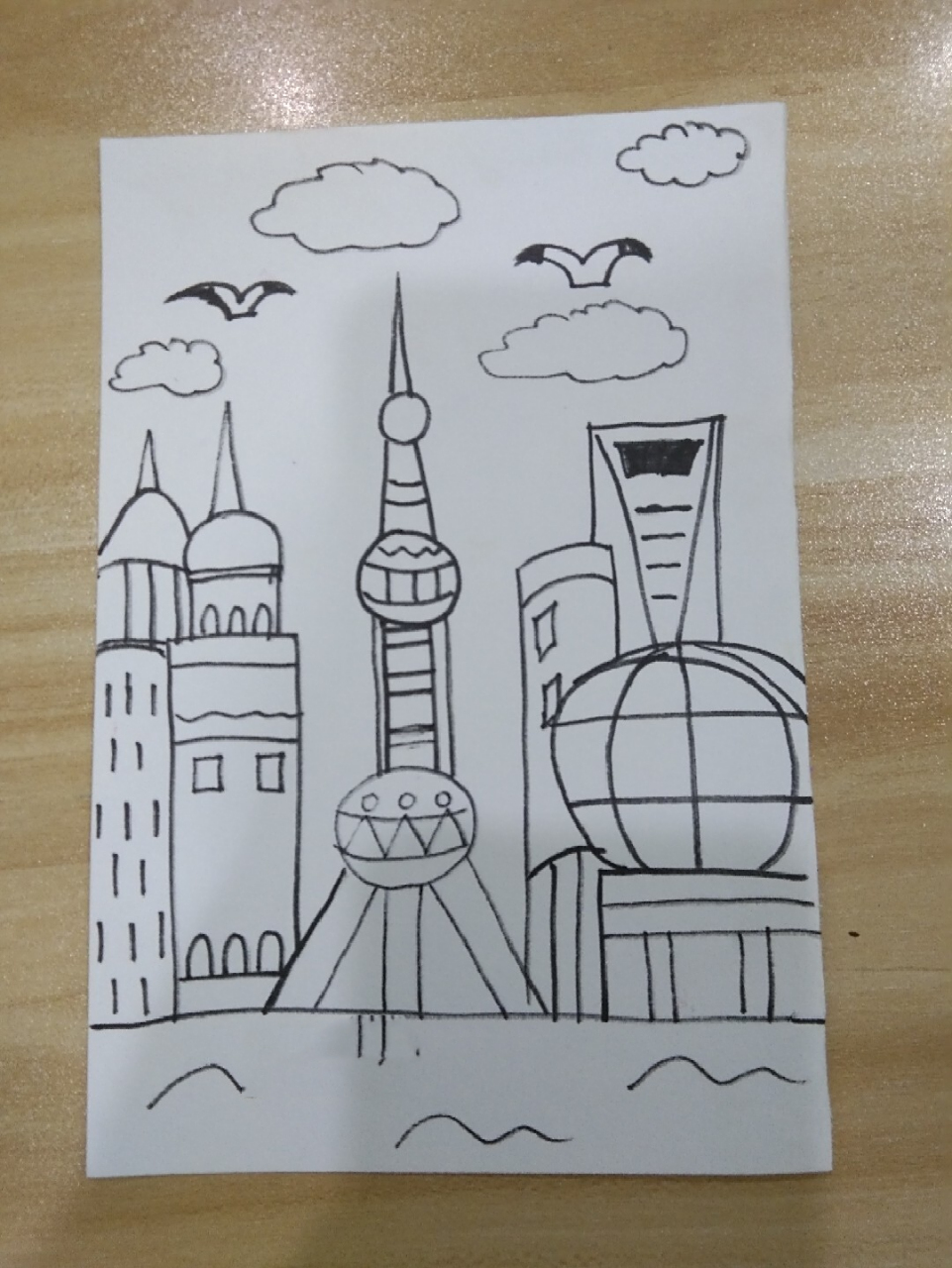 简笔画大集合 上海外滩东方明珠 小黄鸭呀!