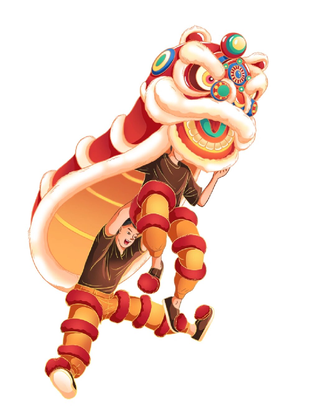 国潮插画「传统艺术~舞狮