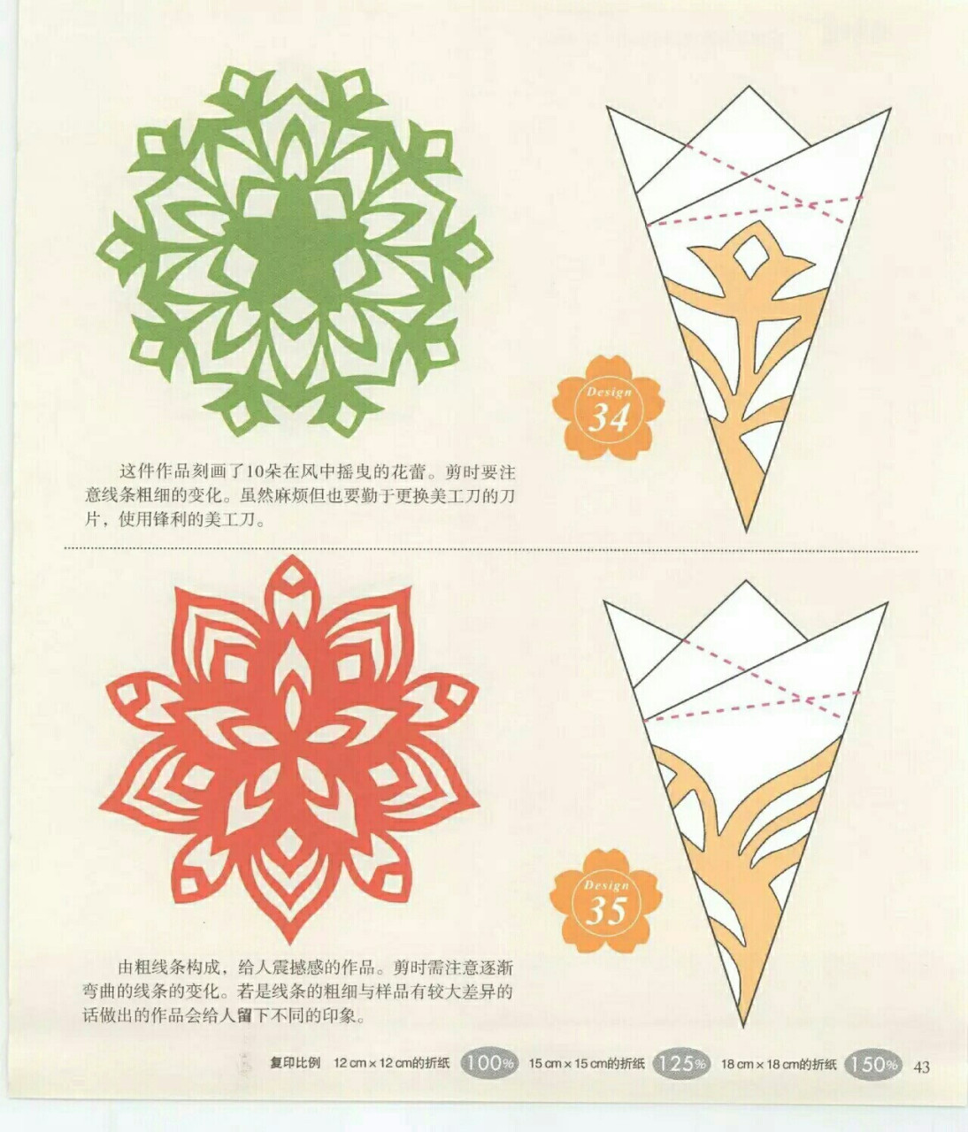 总结五折团花剪纸 这是我在网上找的一部分关于五折剪纸,折叠步骤还有