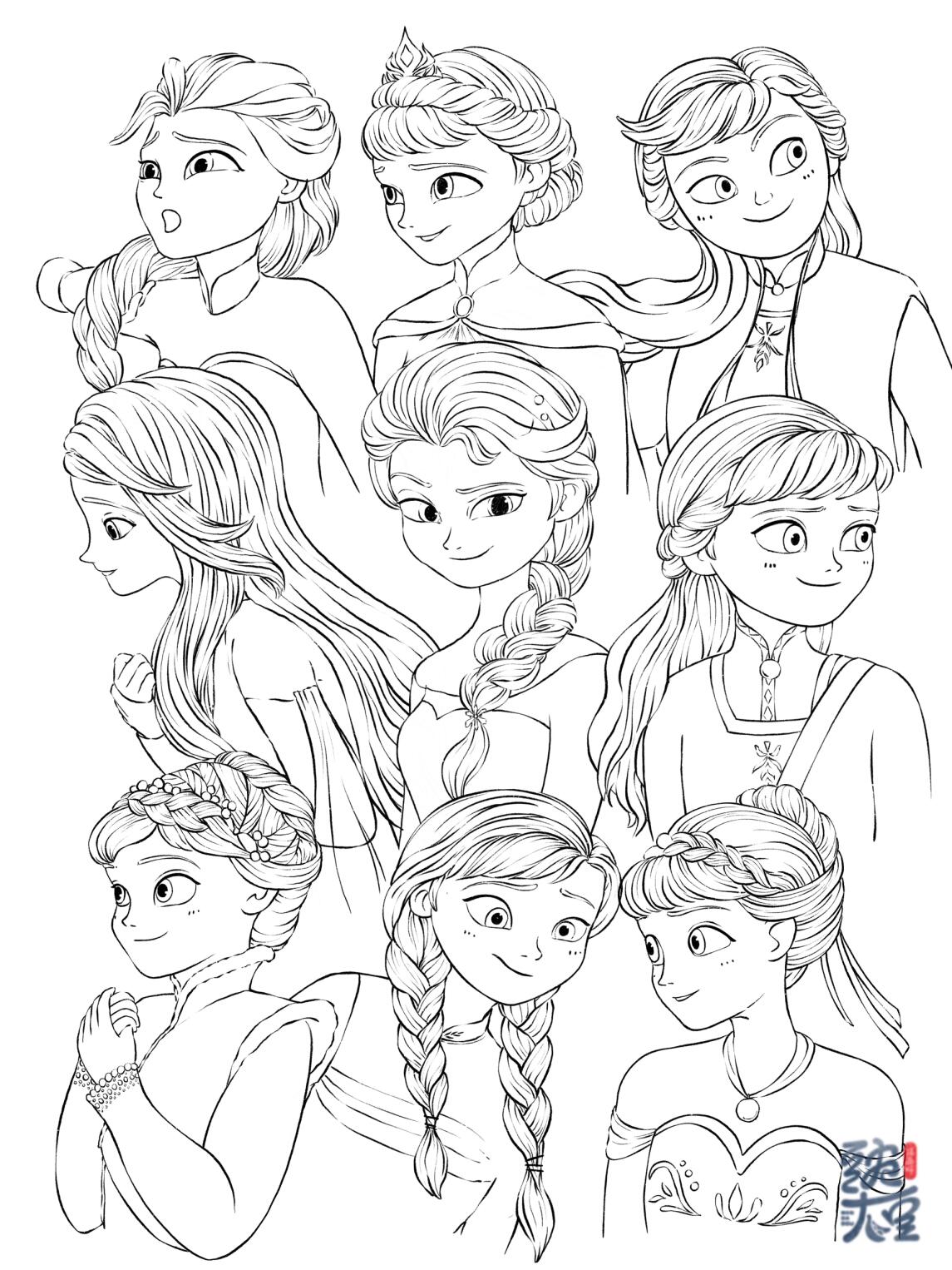 速写 冰雪奇缘 艾莎和安娜