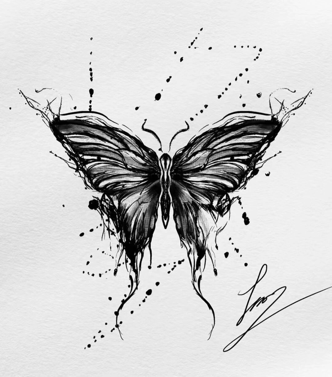 分享一组暗黑蝴蝶纹身手稿 关于蝴蝶纹身 -追求华丽的甜蜜的东西固然