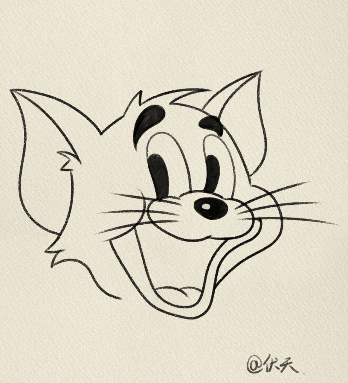 汤姆猫简笔画可爱图片