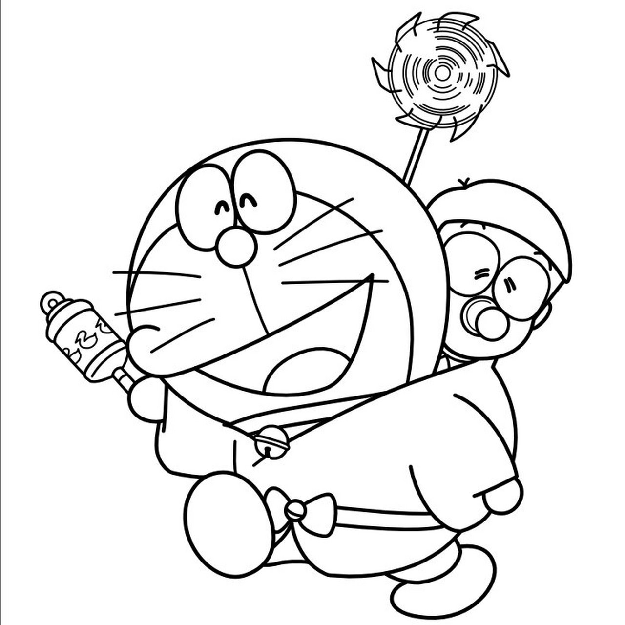 哆啦a梦涂色-打卡002 哆啦a梦背大雄宝宝[害羞][害羞][害羞] 	 免费