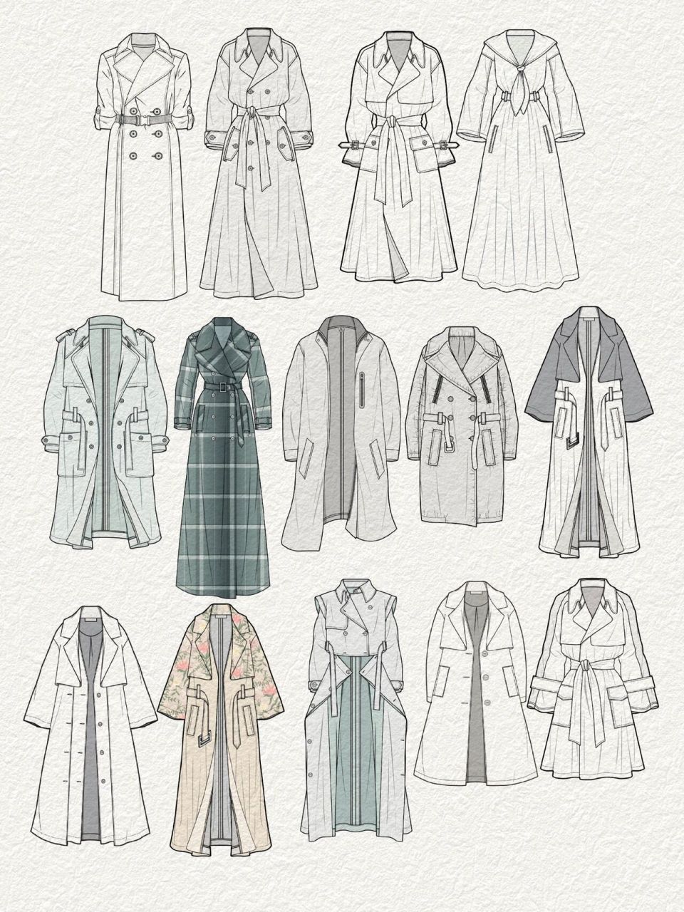 服装设计 | 34款风衣款式图分享(上篇)