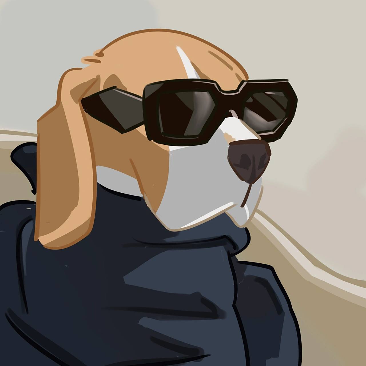 墨镜猫猫/猫猫头像 左手画画第七弹哦 这次画的也是照片啦,图片来源于