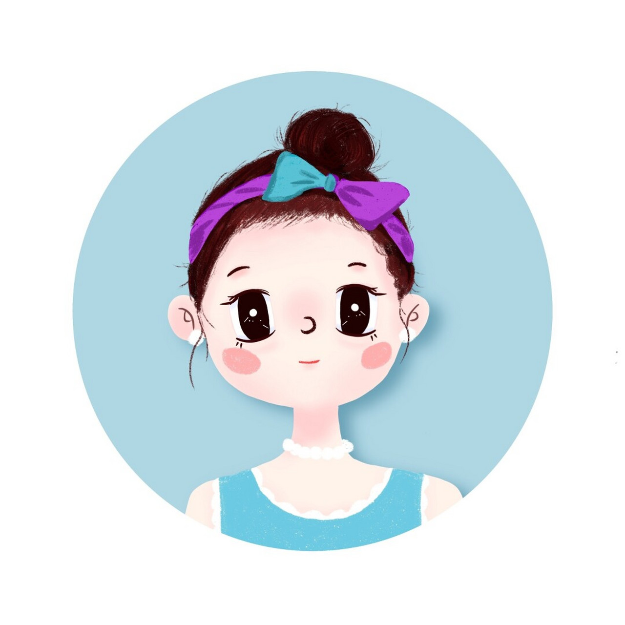 宝妈零基础ipad自学插画头像打卡～丸子头 尝试头发新的画法,尝试新的