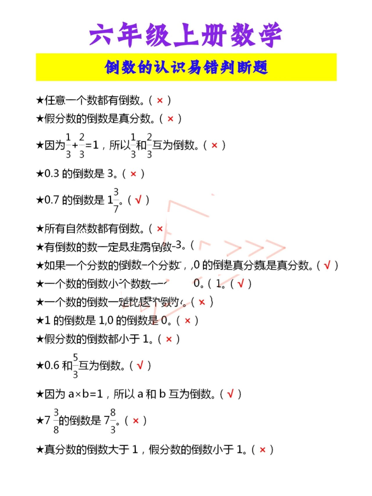 六年级数学倒数题目(六年级上册数学倒数计算题30道)  第1张