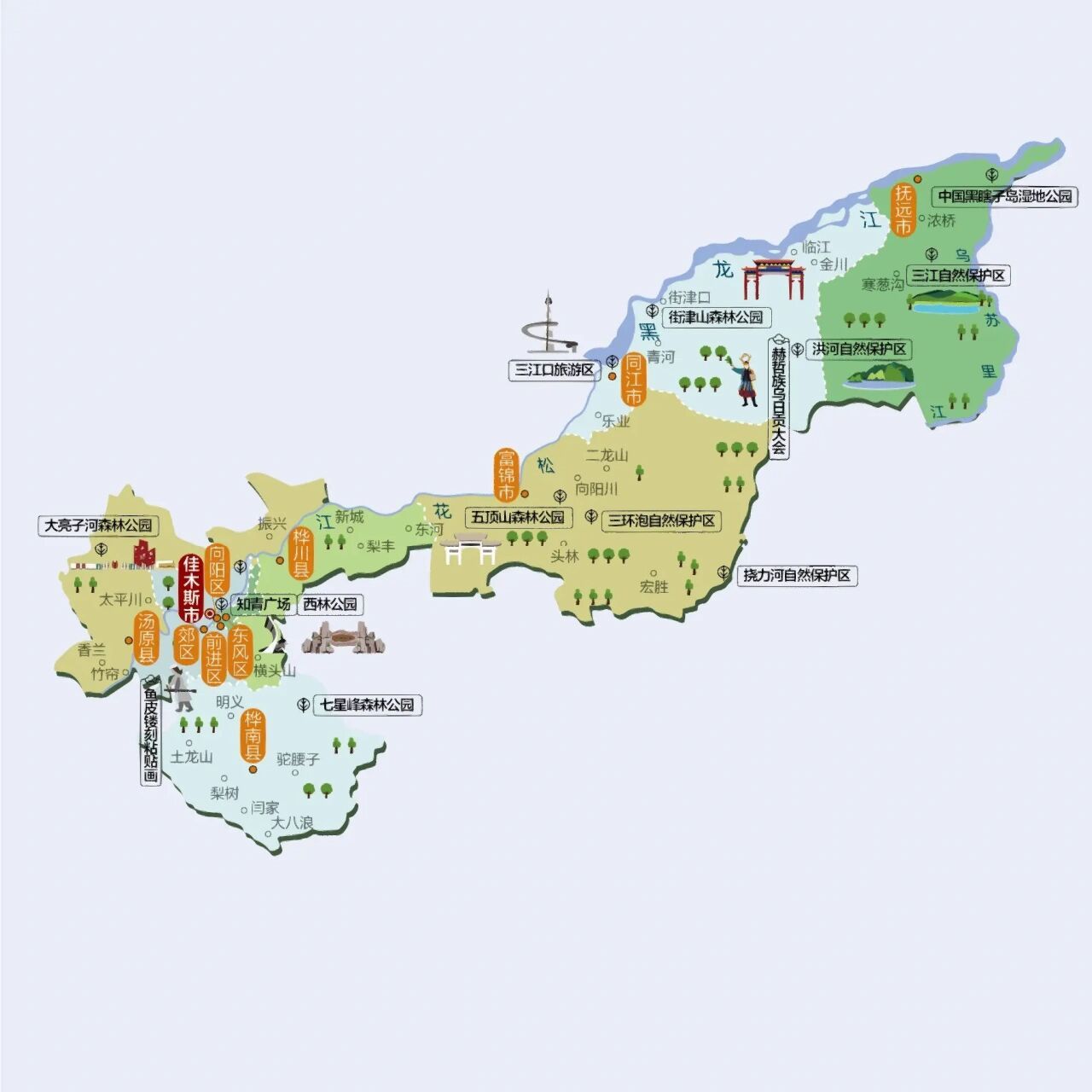 在地理学科网找到佳木斯旅游地图