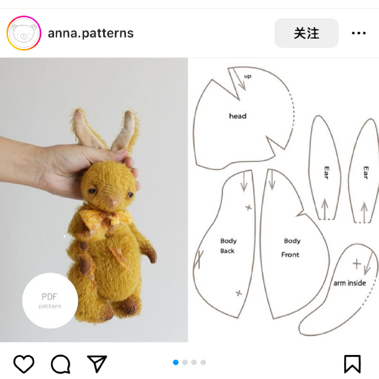 小兔子玩偶图纸分享