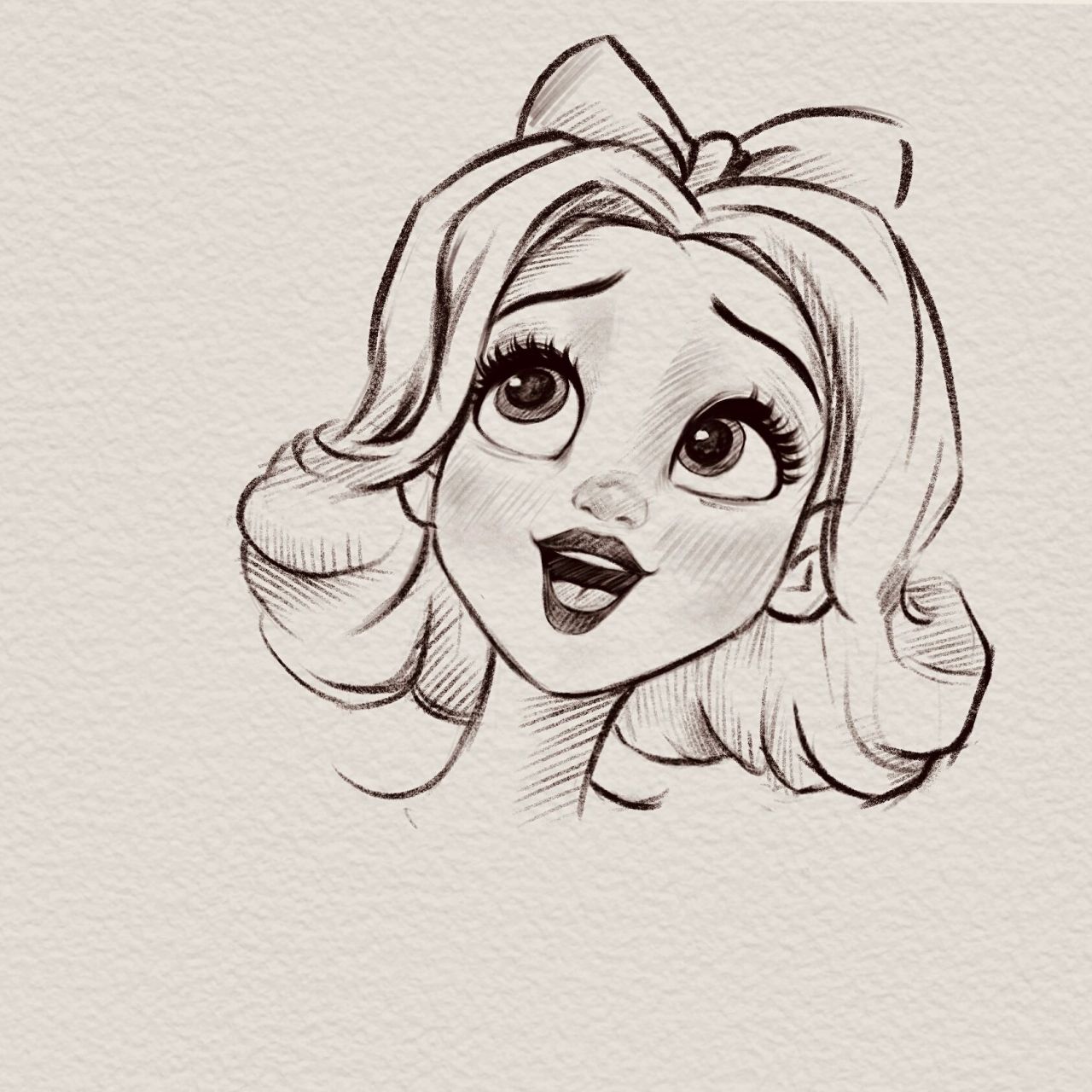 迪士尼公主手绘铅笔线稿|白雪公主 铅笔线稿卡通人物练习8215 没