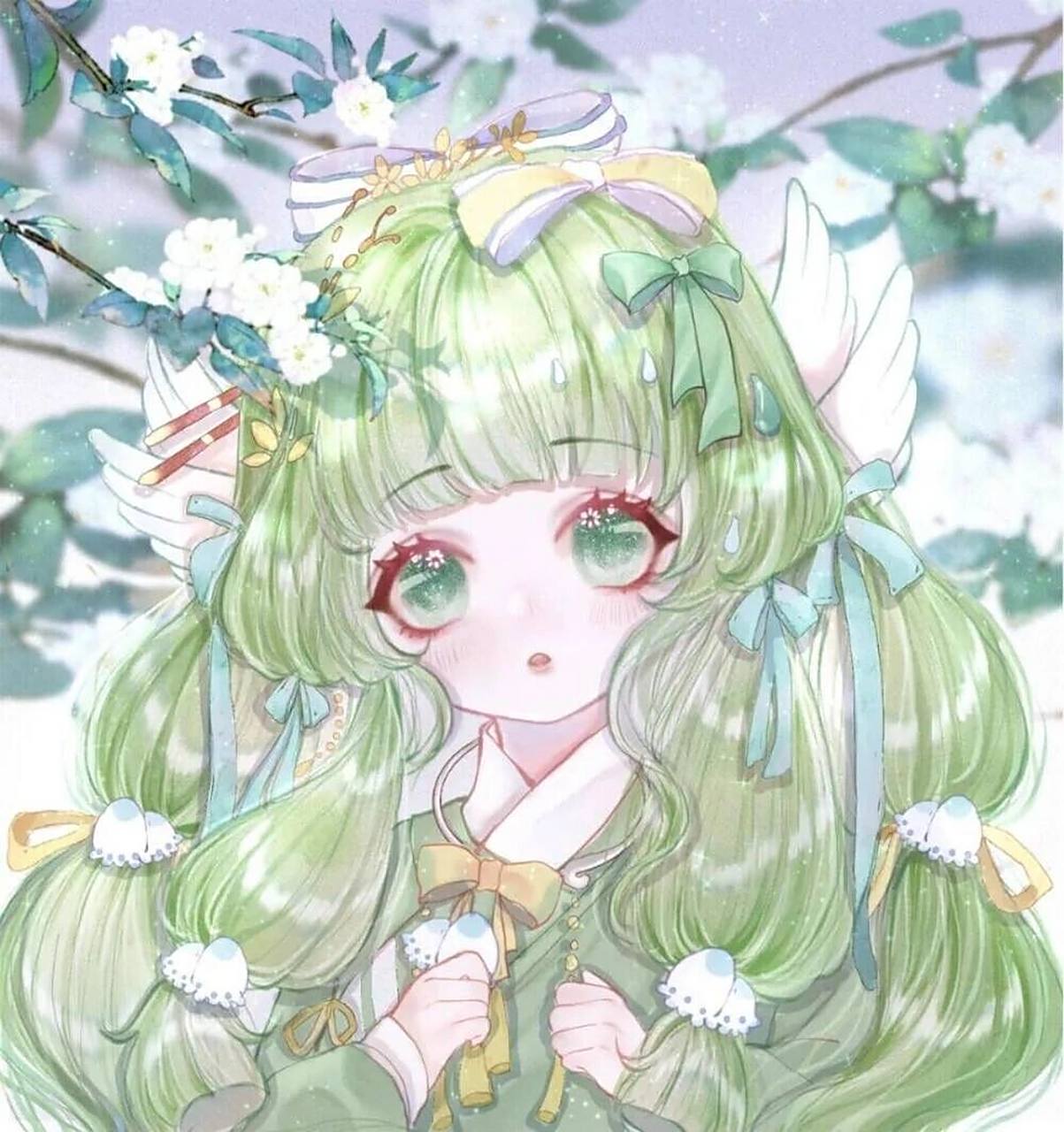 绿色系女生动漫头像,不喜勿喷,谢谢!