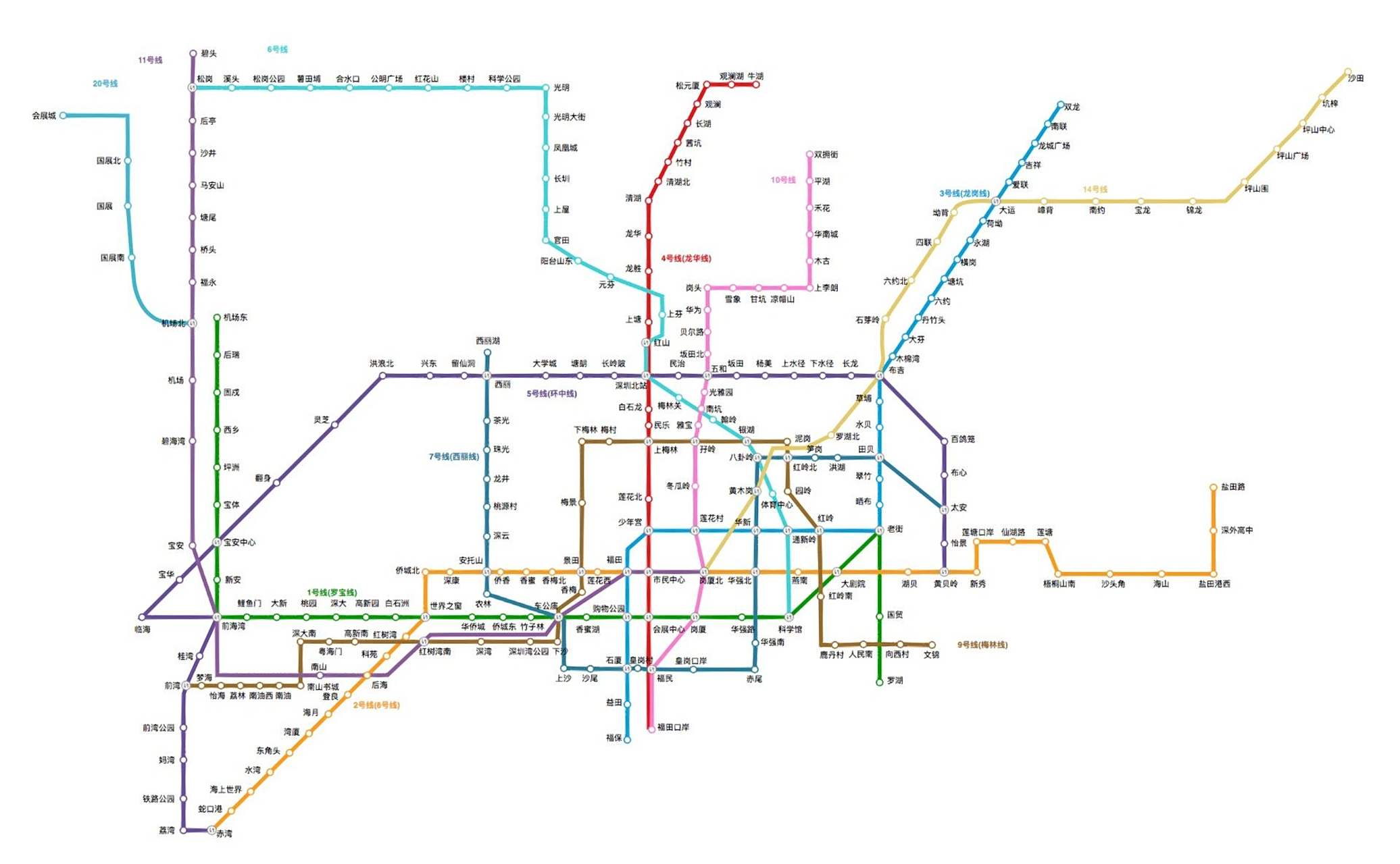 深圳地铁最新高清图 截止2023.03.01 包含新线14号线