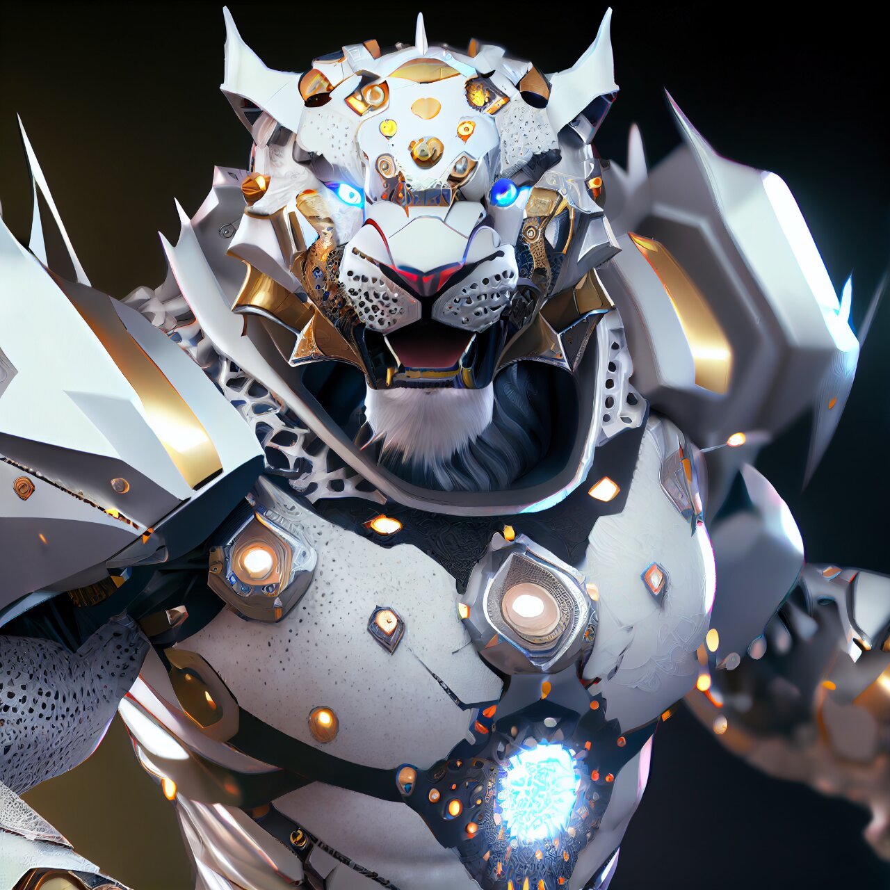 重金属十二生肖·机甲白虎丨ai插画