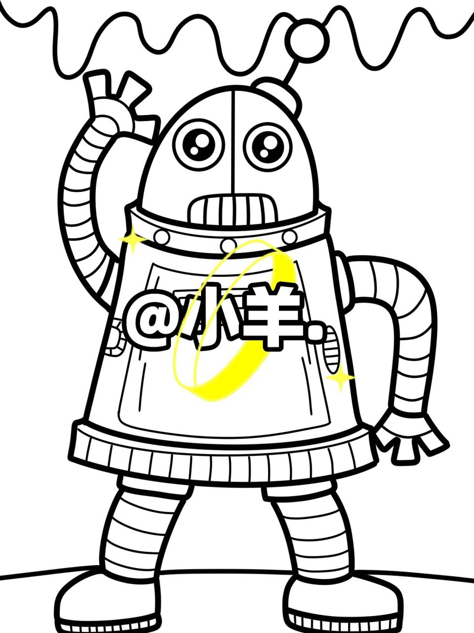 机器人儿童创意画0615 简单 9615线稿 