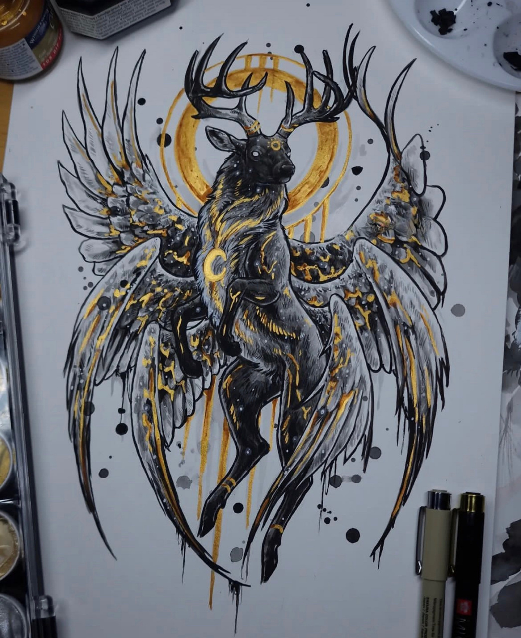 黑金纹身手稿26615(4选1) 超酷黑金系列手稿