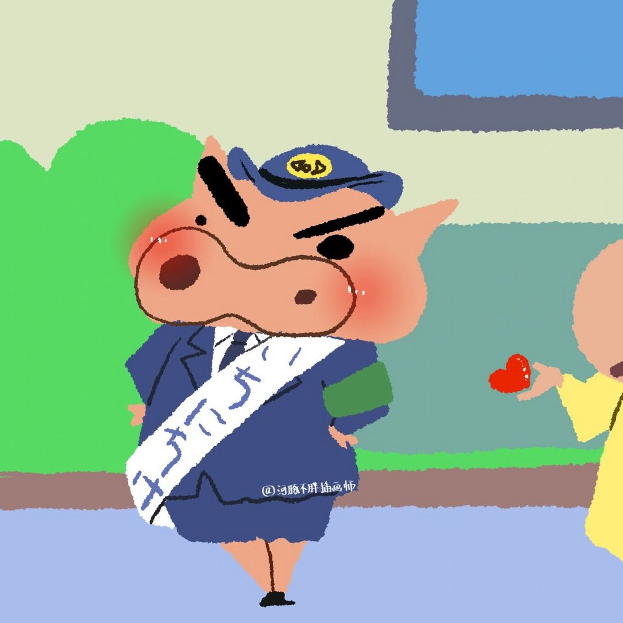 肥嘟嘟左卫门和蜡笔小新可爱情侣头像第二弹 肥嘟嘟左卫门和蜡笔小新