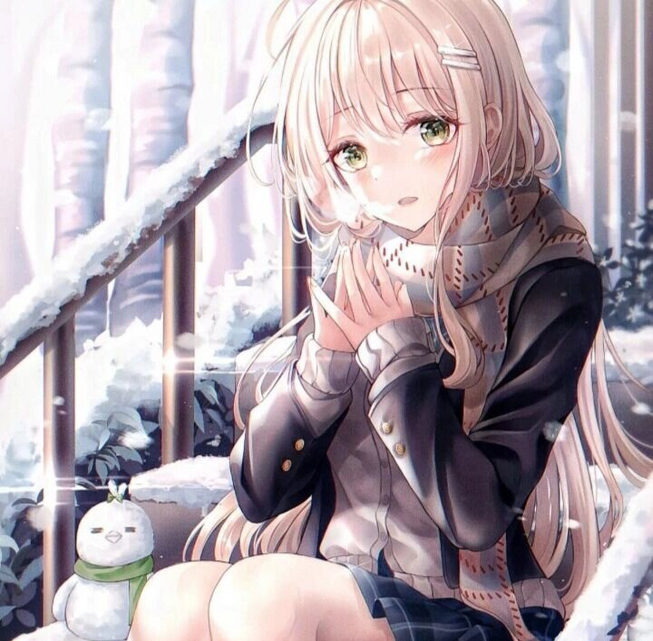 适合冬天用的动漫女生头像 画师不知,如有侵权,立删