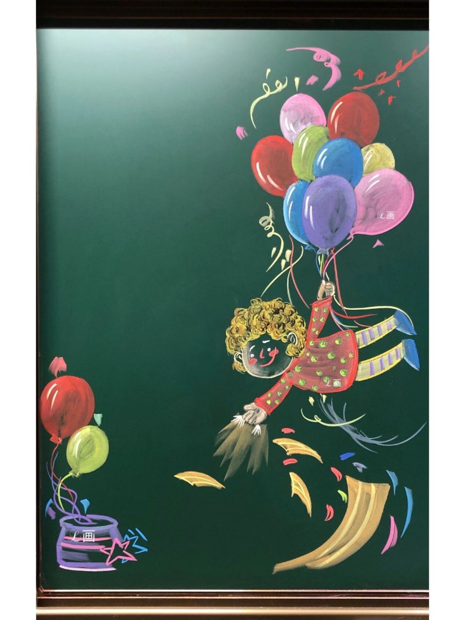 粉笔画一黑板报插图(附教程)        今天简单画的个可爱的小朋友