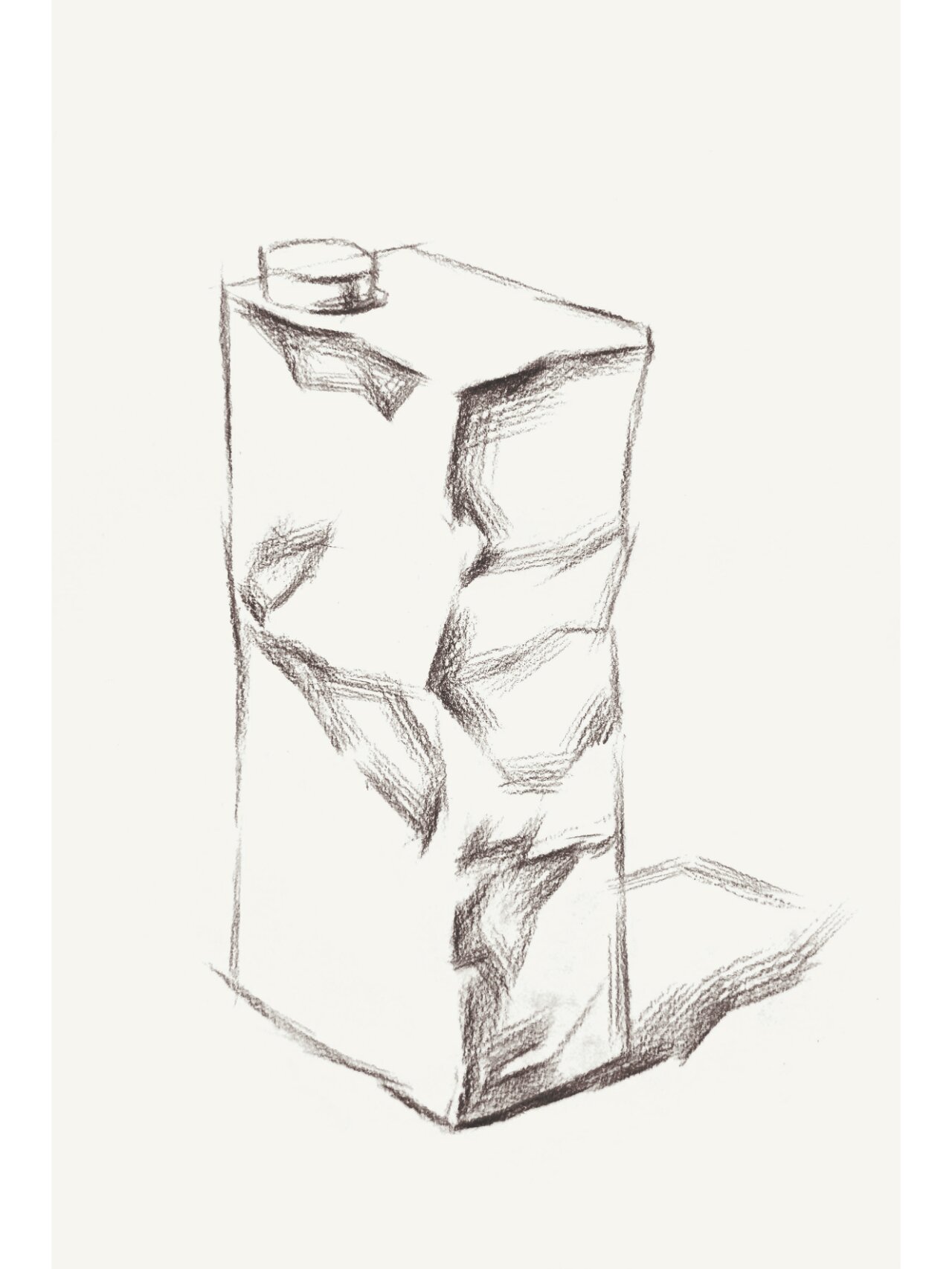 素描干货 | 静物临摹素材及步骤图·牛奶盒