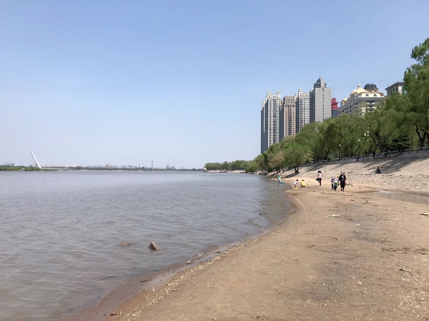 哈尔滨市区内沙滩～九站公园(带娃挖沙玩水) 今天出来的晚了一些,没有