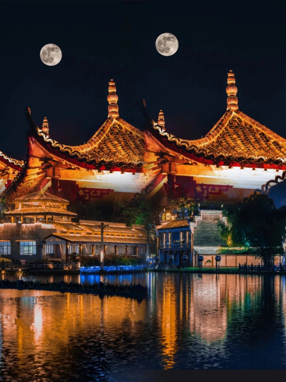 娄星广场夜景图片