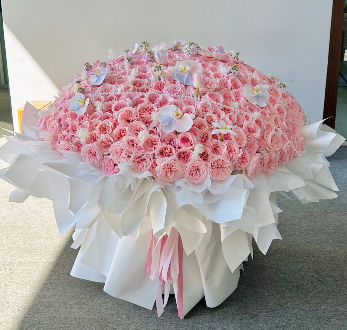 520朵粉色玫瑰花束,被浪漫暴击了吗