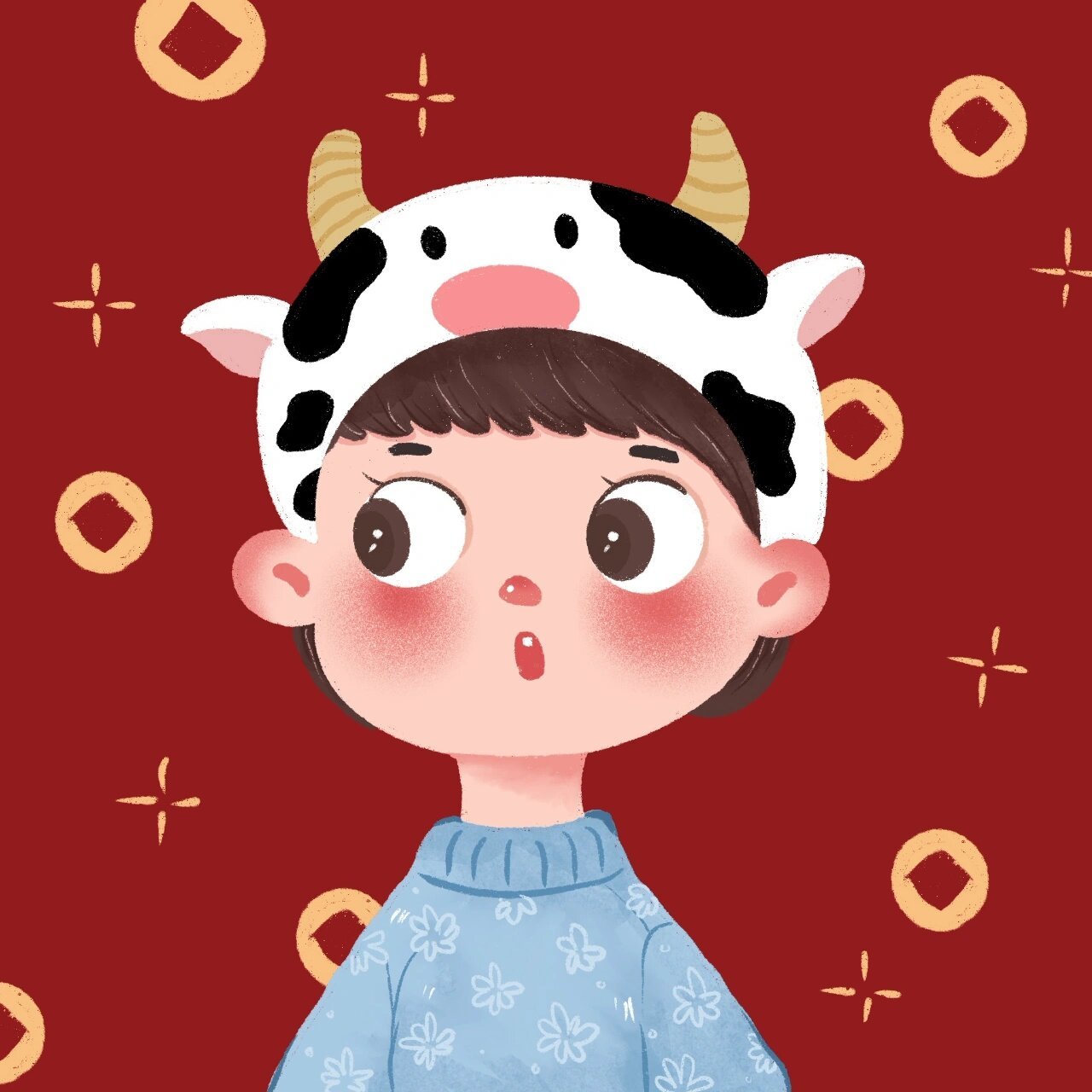 牛年情侣头像 过年的时候画的一组情头