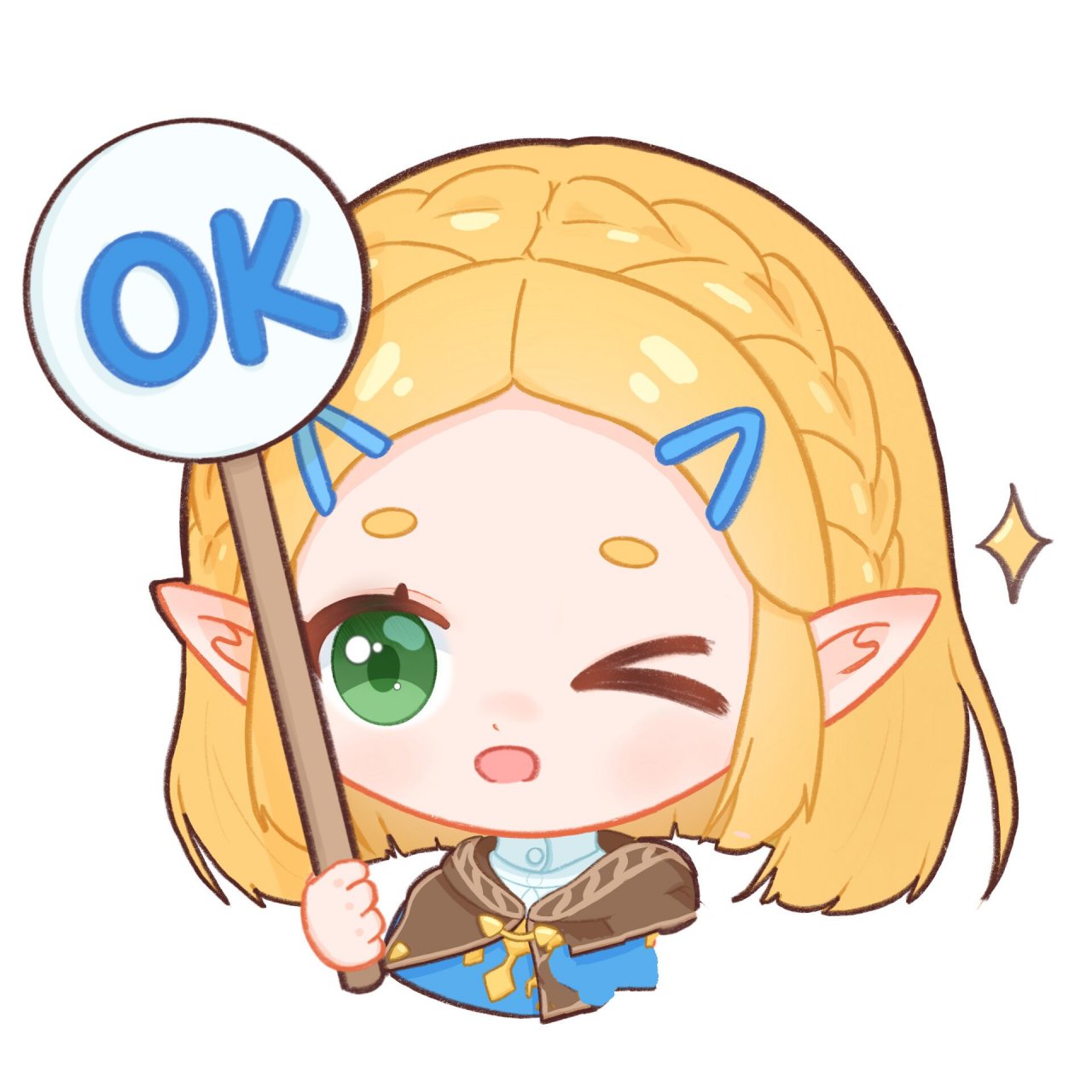 q版短发塞尔达~头像&表情包~ 论如何用一张图混出个九宫格~哈哈哈~ 把