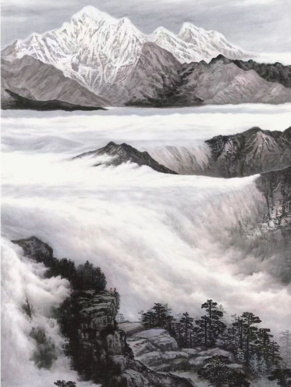 雪山山水画欣赏 翰墨风采 美景入画 杨仁佩创作风格独特,笔墨创新,多