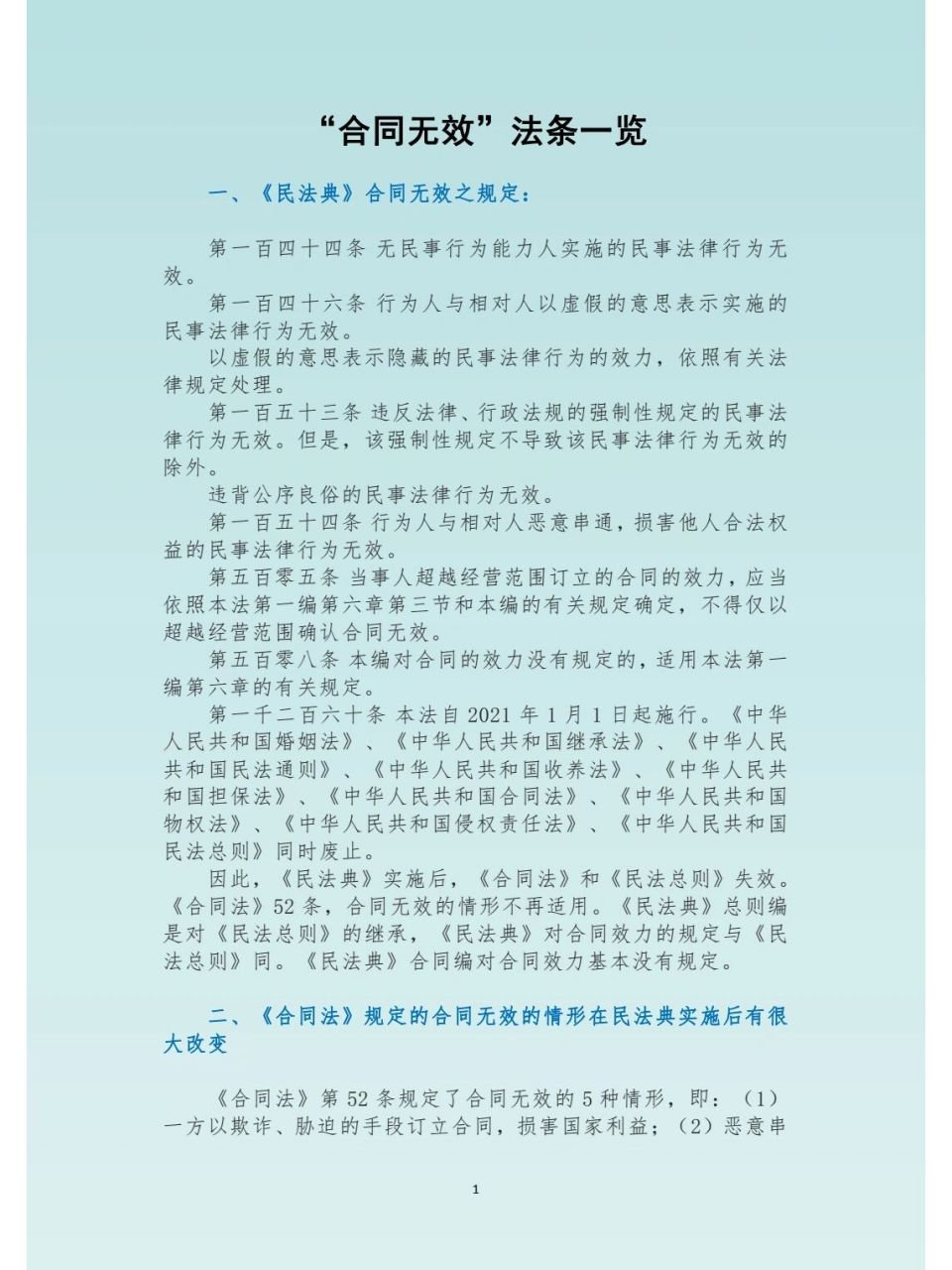 "合同无效"现行法条一览 只有知道无效的合同情形,种类,才能避免自己