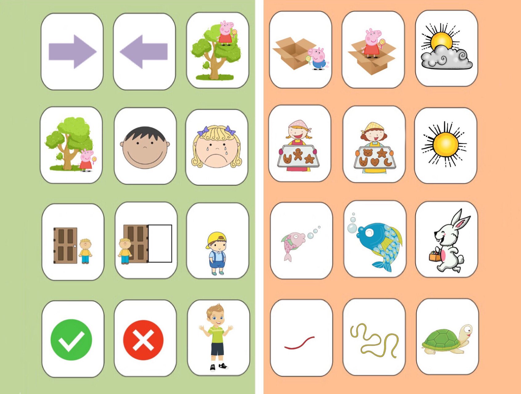 相反词素材图片 中大班反义词教学游戏教具 保存图片,a4打印,再把小