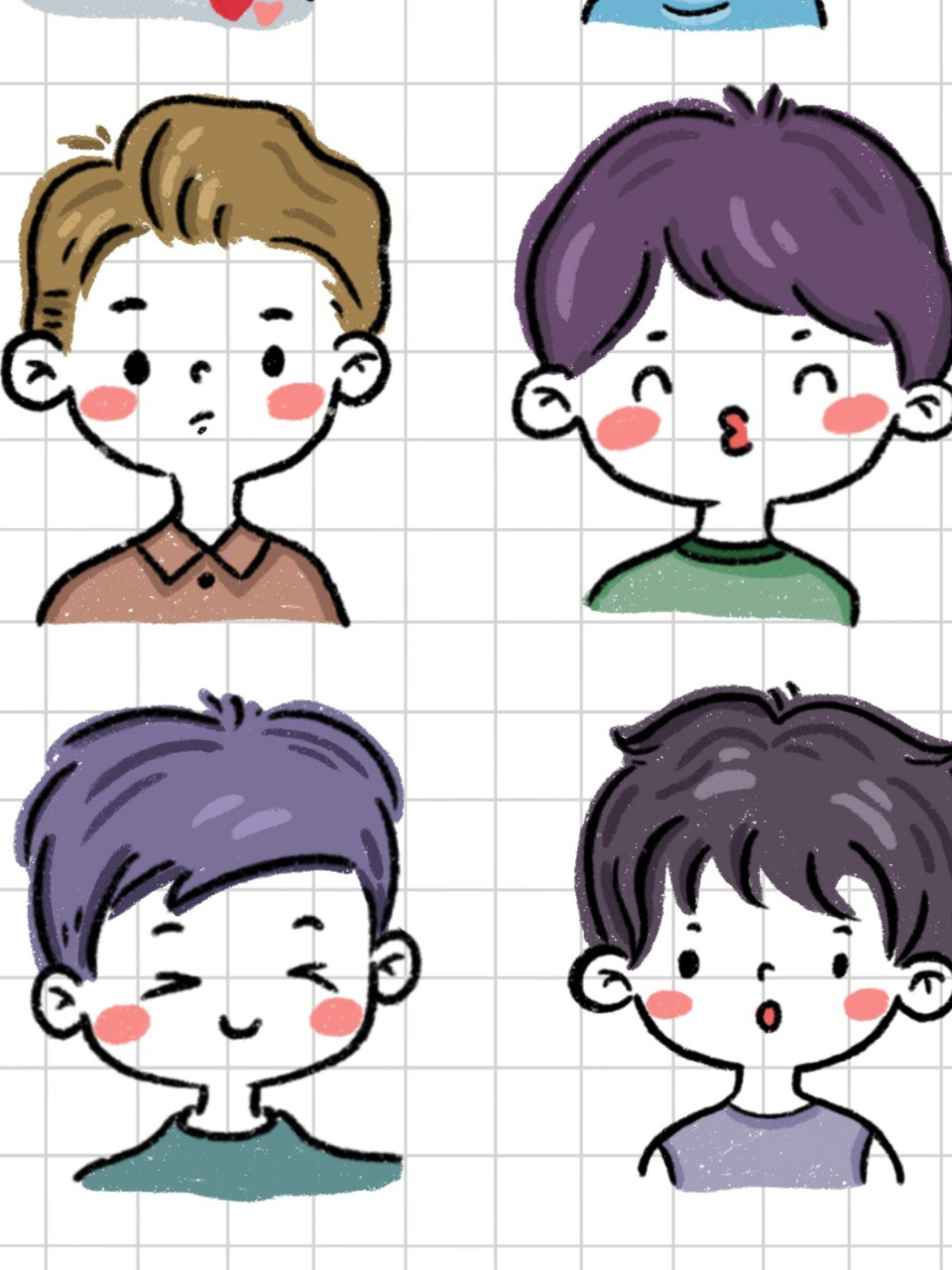 简笔画|可爱卡通人物小头像简笔画 手帐素材 手残也会画呢 坚持