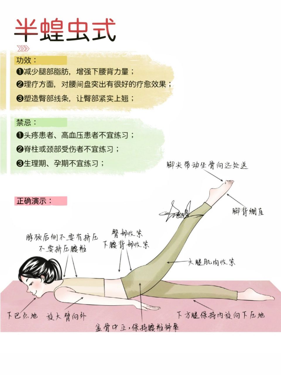 yoga|瑜伽体式详解|半蝗虫式(臀腿塑形) 哈喽,我是大表姐 一个兼职