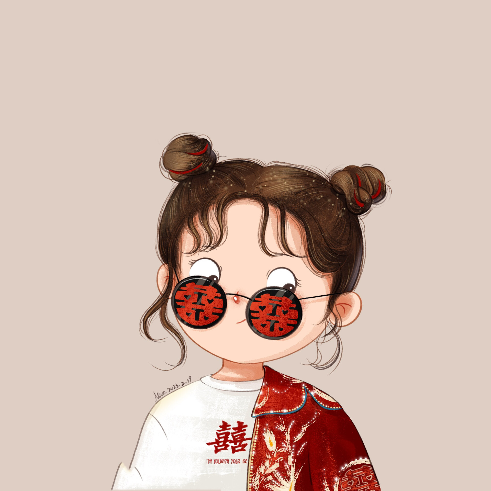 原创〕插画 喜嫁 头像 家有喜事 超级可爱的新娘头像分享,最美不过