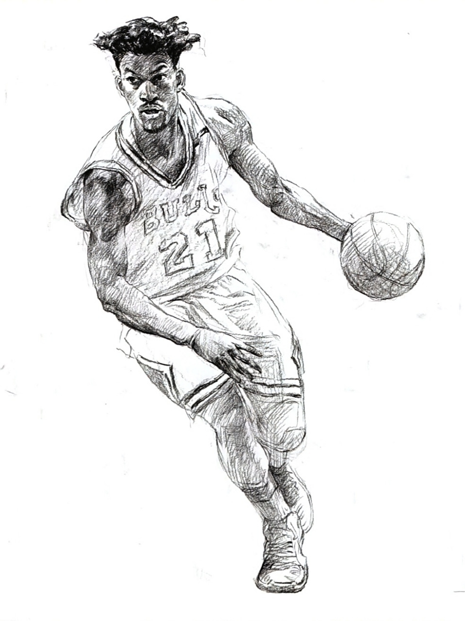 大博速写/线面运动速写nba巴特勒 画两张运动的线面速写,90篮球