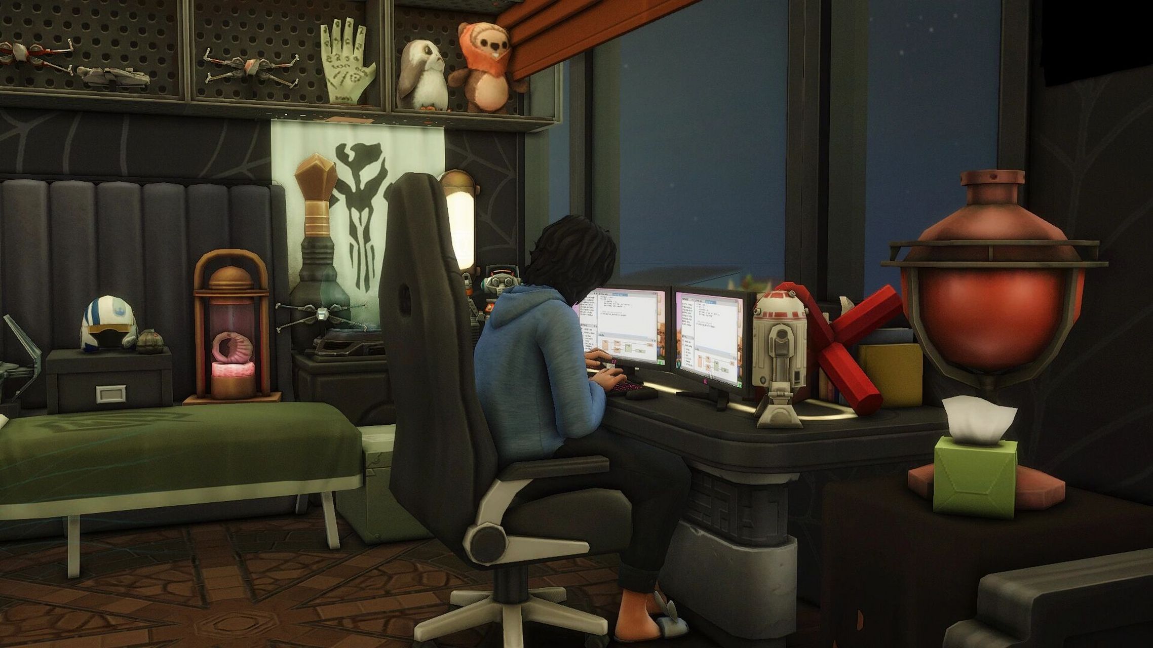 模拟人生4 邋遢又宅男上线|奶茶家椒盐卧室 宅男的卧室:手办,电子