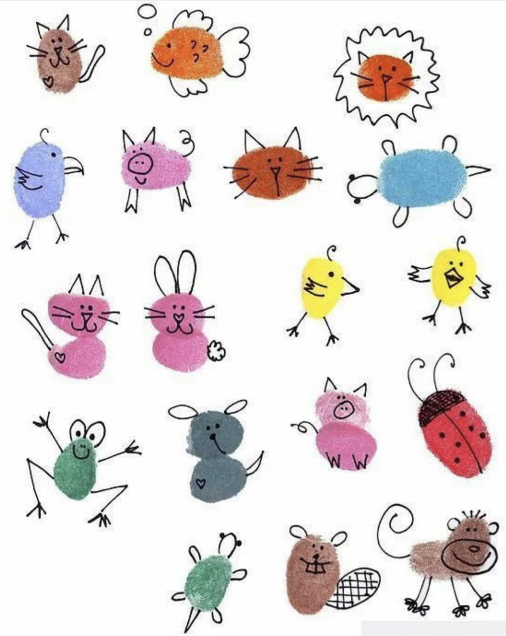 超可爱80个创意指纹画好玩有趣幼儿园亲子 最可爱最齐全收藏我这一篇