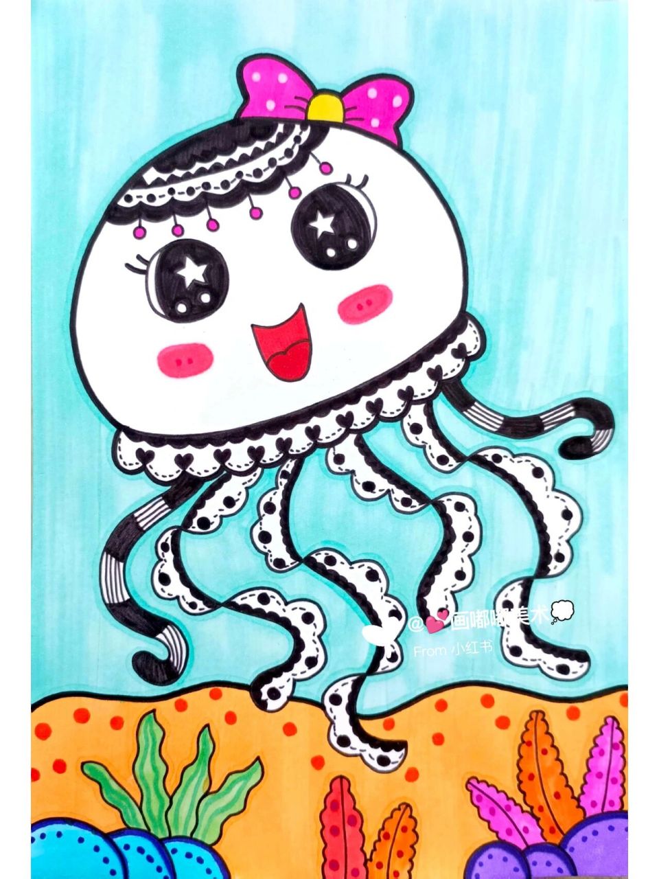 水母彩色线描画 9678787878787878787878 95