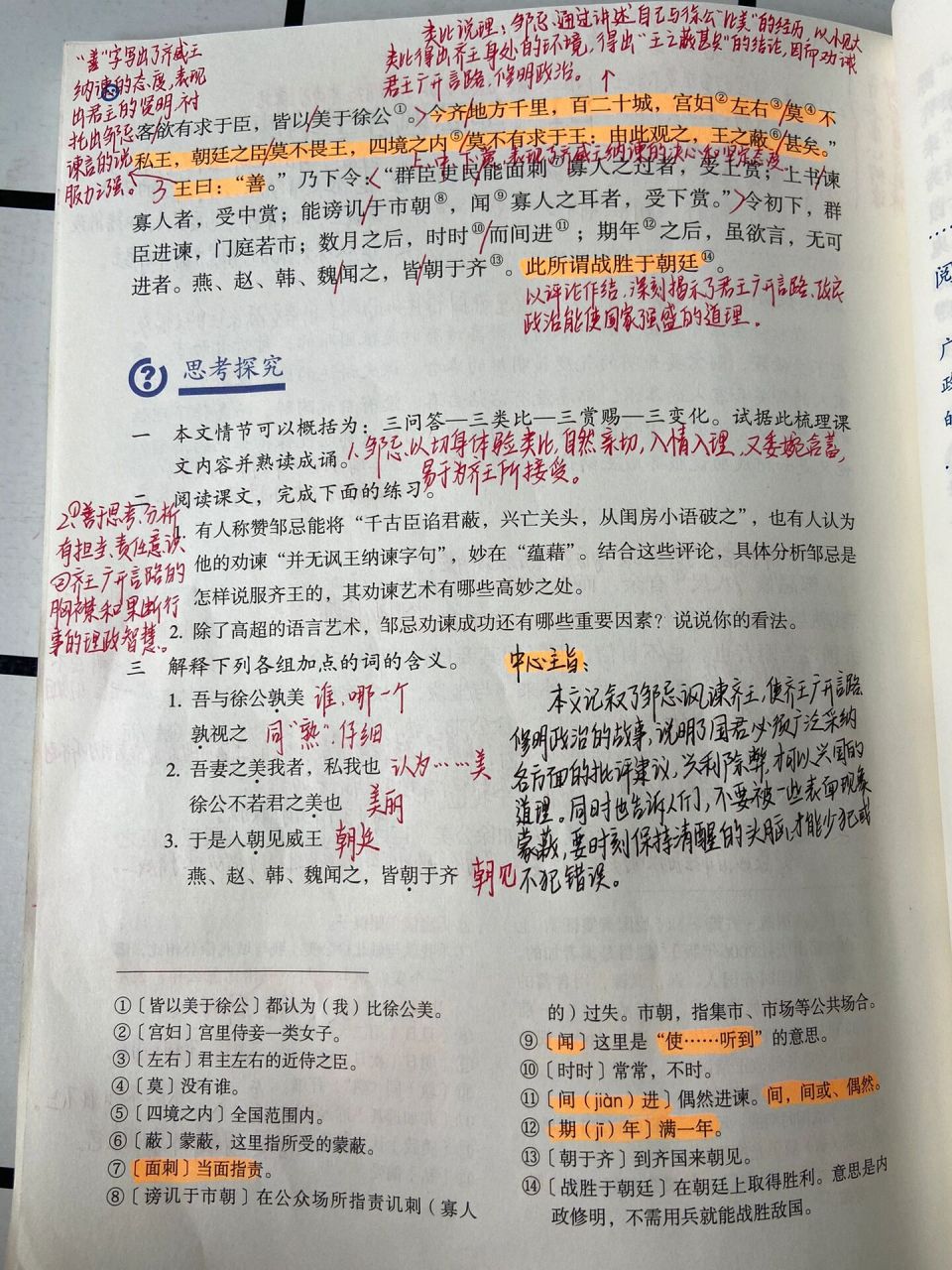 21《邹忌讽齐王纳谏》 邹忌修八尺有余,而形貌昳丽.