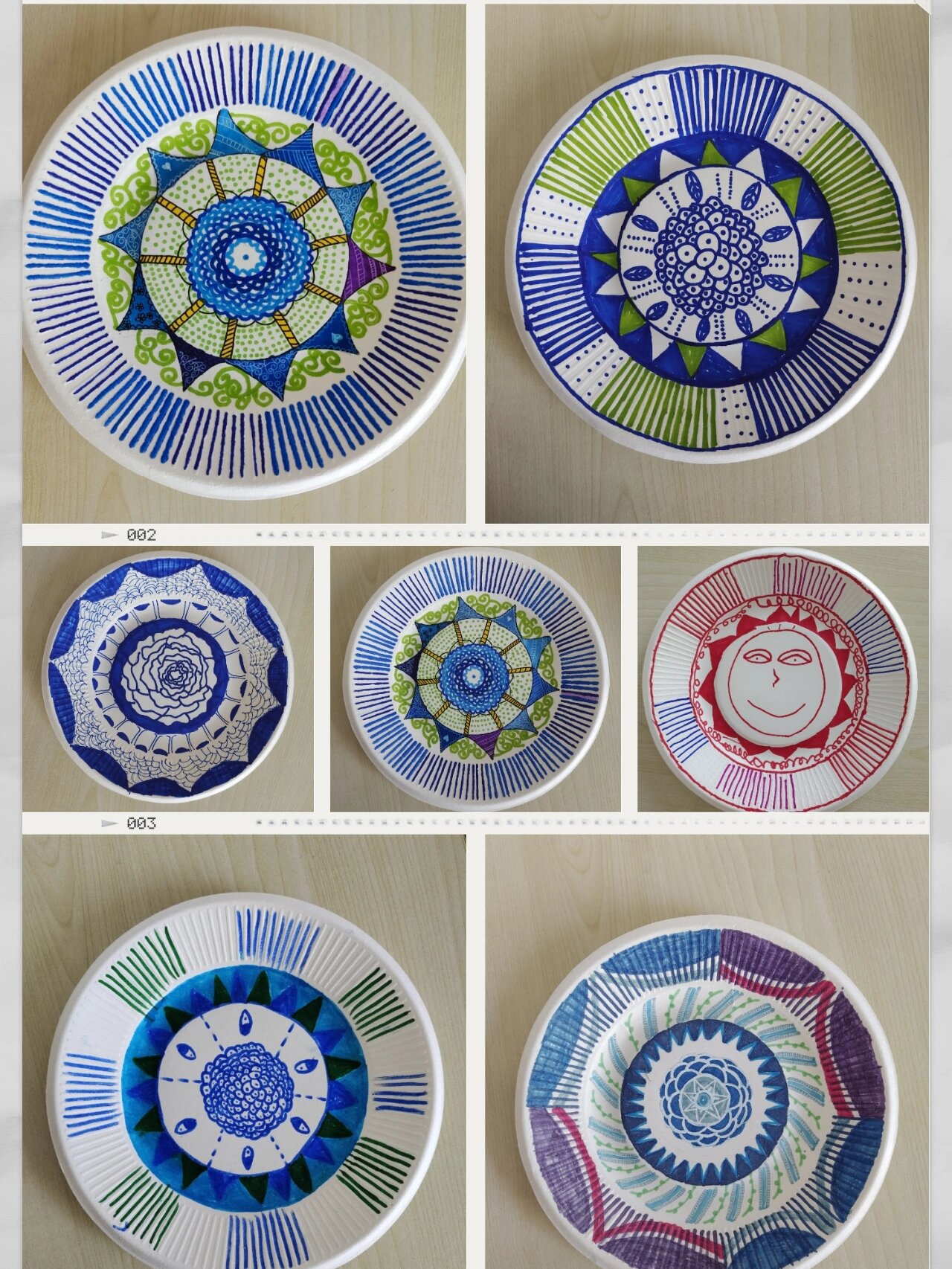 彩色线描纸盘画