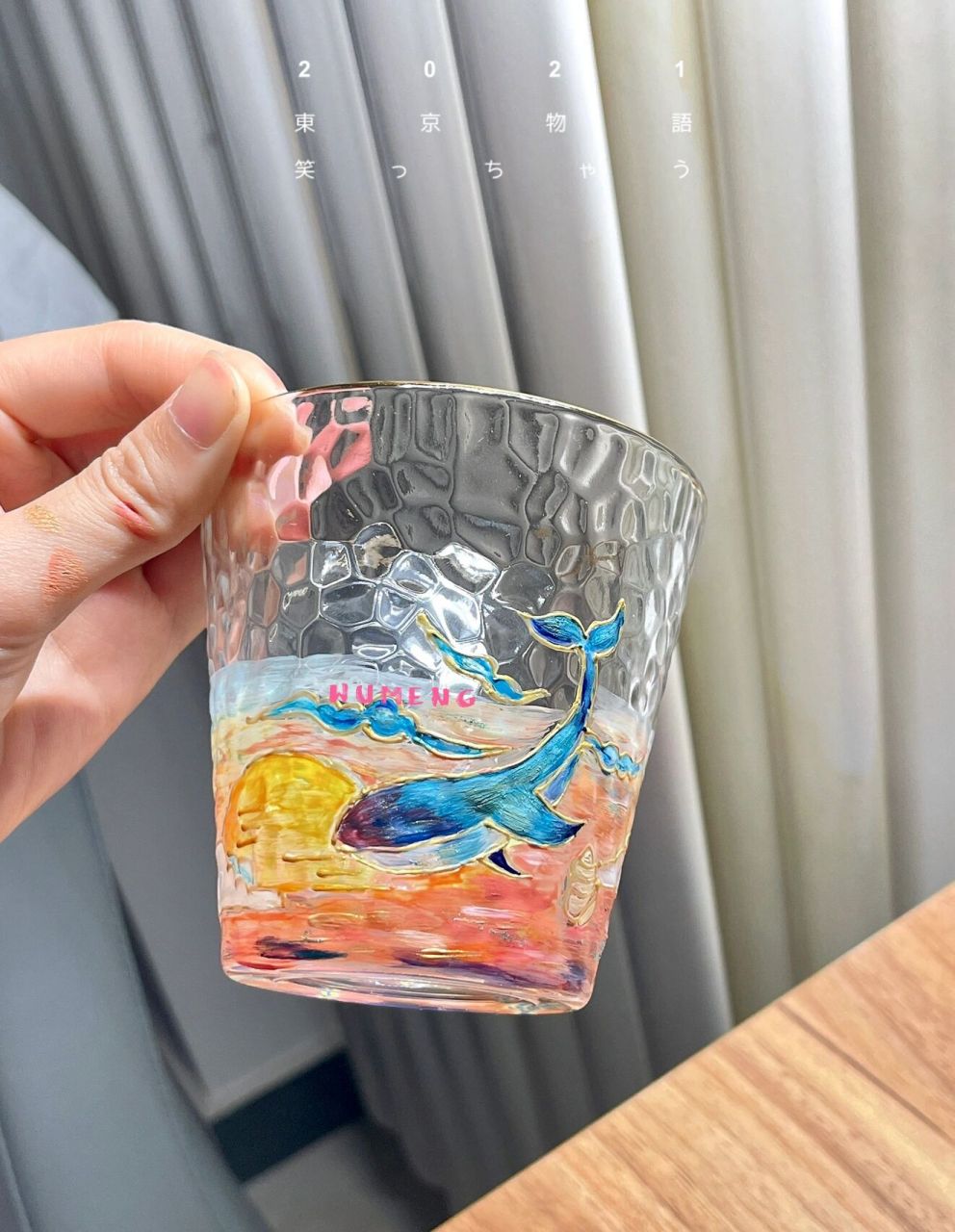 玻璃杯彩绘|鲸鱼95手绘画 金丝玻璃杯彩绘 绘画工具分享:玻璃画颜料
