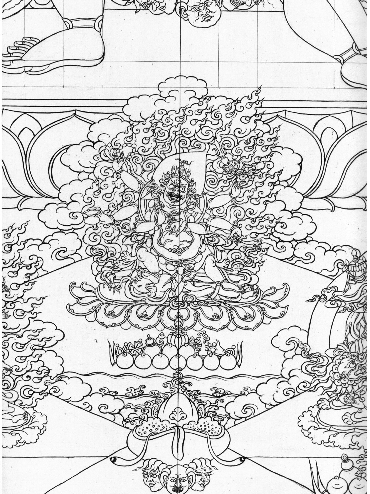 唐卡线描白描底稿佛像资料收藏学习传统绘画