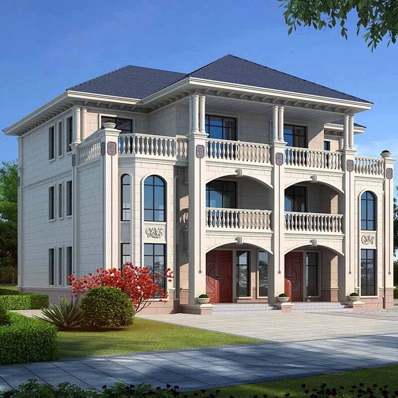 适合兄弟共建的三层双拼别墅设计图纸 农村两兄弟建房子,只有一块宅基