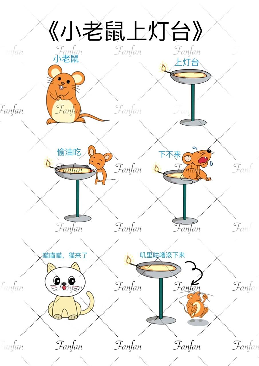 图文并茂学儿歌《小老鼠上灯台》 幼儿园 语言领域 儿歌 图文并茂学